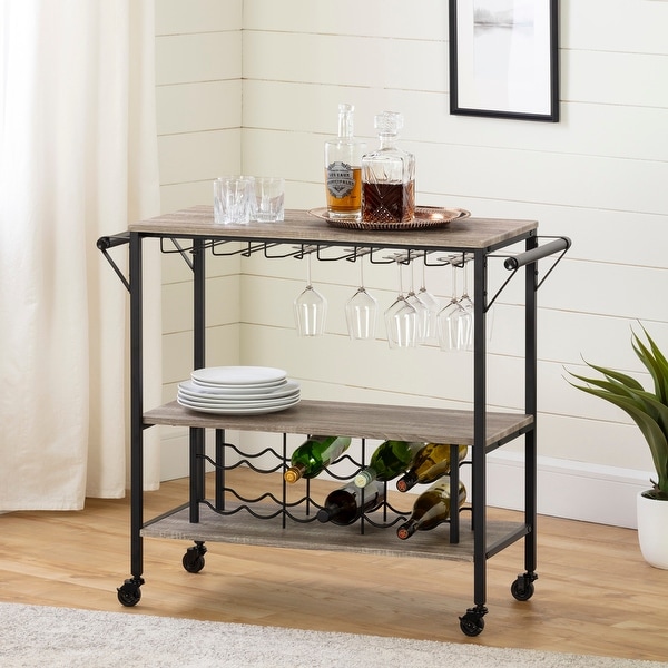 South Shore Munich Bar Cart with Wine Rack