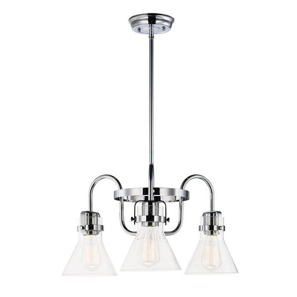 slide 1 of 1, Seafarer 3-light 21.5" Wide Steel Chandelier Polished chrome