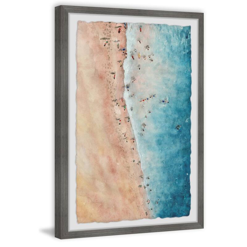 Beach Scene Framed Painting Print - Coastal Wall Art Decor - Home Stock Elegant Escape