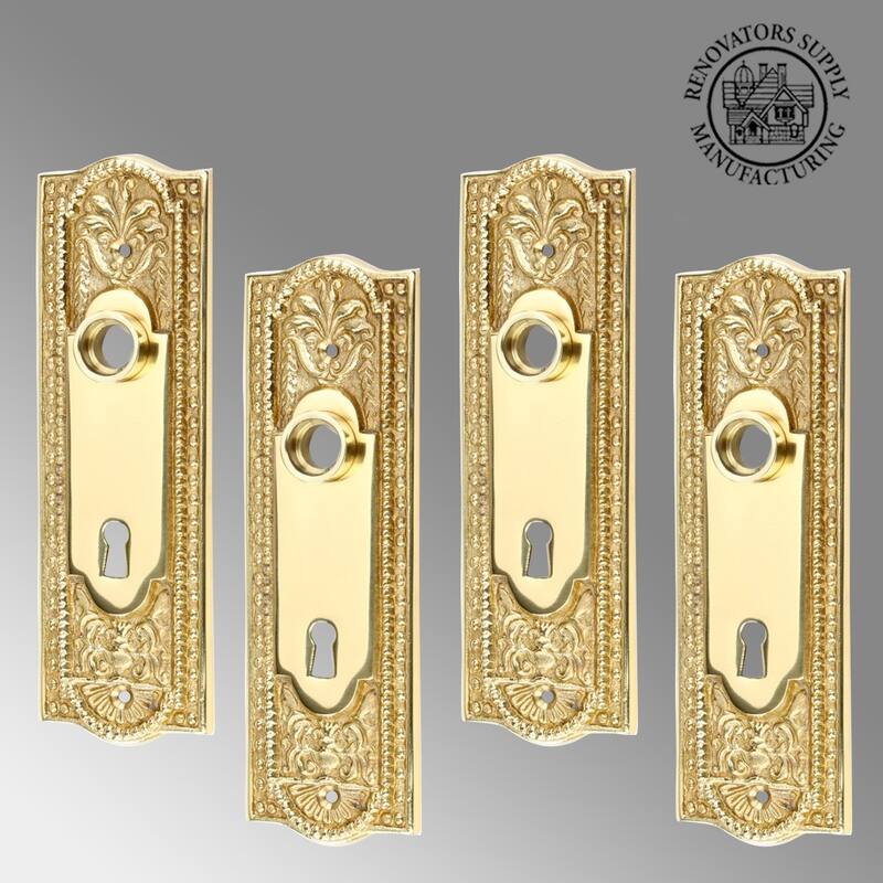 Brass Door Escutcheon Keyhole Cover Back Plate 7 1/4" L with Keyhole Cover Tarnish Resistant Pack of 4 Renovators Supply
