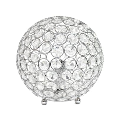 Elipse Medium 8" Metal Crystal Round Sphere Table Lamp