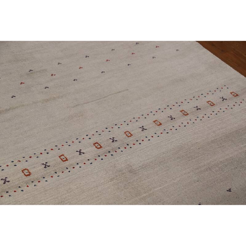 Gabbeh Oriental Area Rug Hand-Knotted Orange Wool Carpet - 5'9" x 7'8"