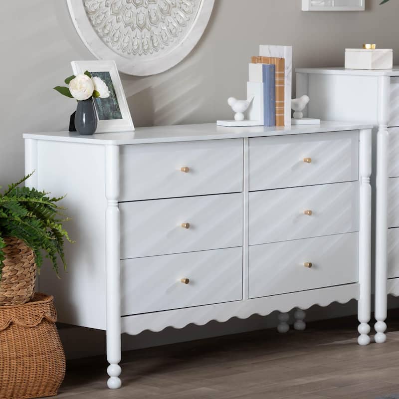 Hoffman Dresser - 6-Drawer Horizontal Storage Cabinet with Scalloped Apron and Turned Legs for Bedroom - On Sale - Overstock - 44142070 Hoffman Dresser - 6-Drawer Horizontal Storage Cabinet with Scalloped Apron and Turned Legs for Bedroom - On Sale - Overstock - 44142070