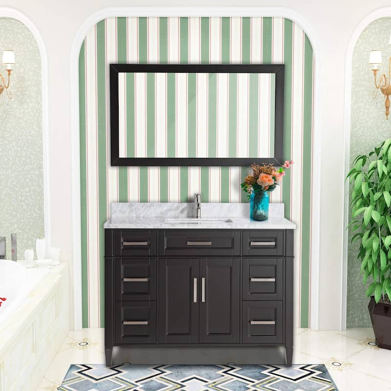 Vanity Art 48-Inch Bathroom Vanity Set with Carrara Marble Top