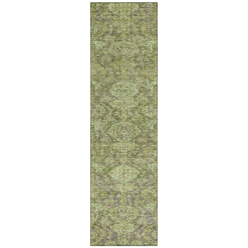 Machine Washable Indoor/ Outdoor Traditional Damask Chantille Rug