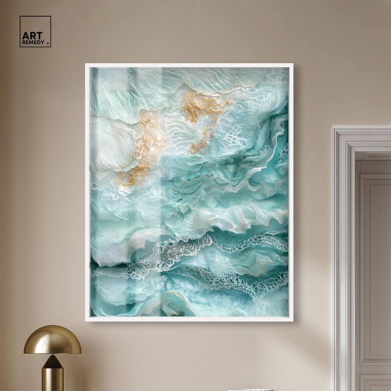 Teal Tiered Turbulence Shadowbox by Art Remedy