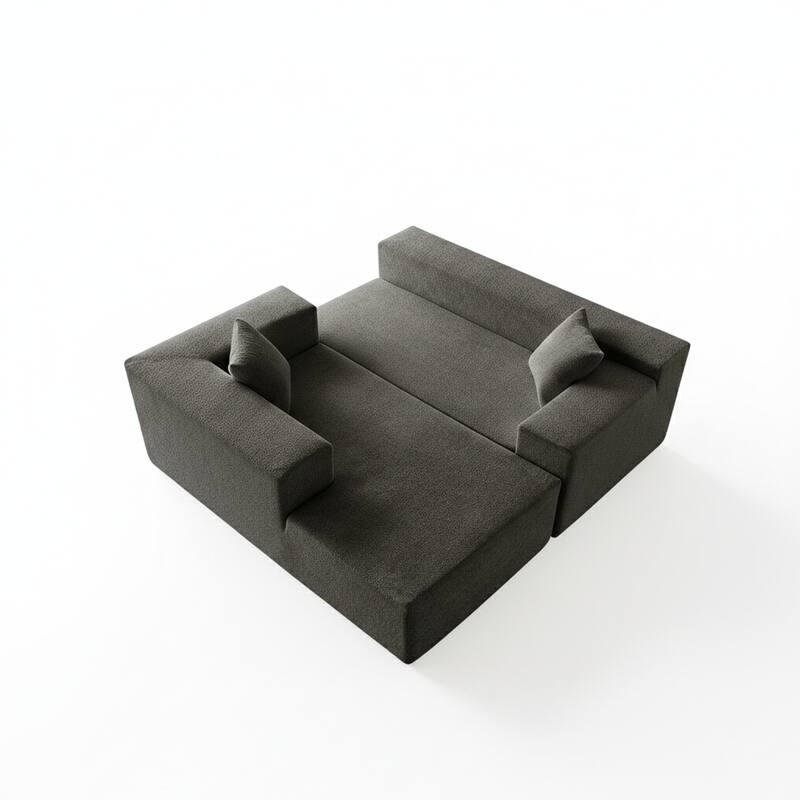 103.54" L-Shaped Modern High-Density Sponge Velvet Modular Sectional Sofa with Chaise & Pillows