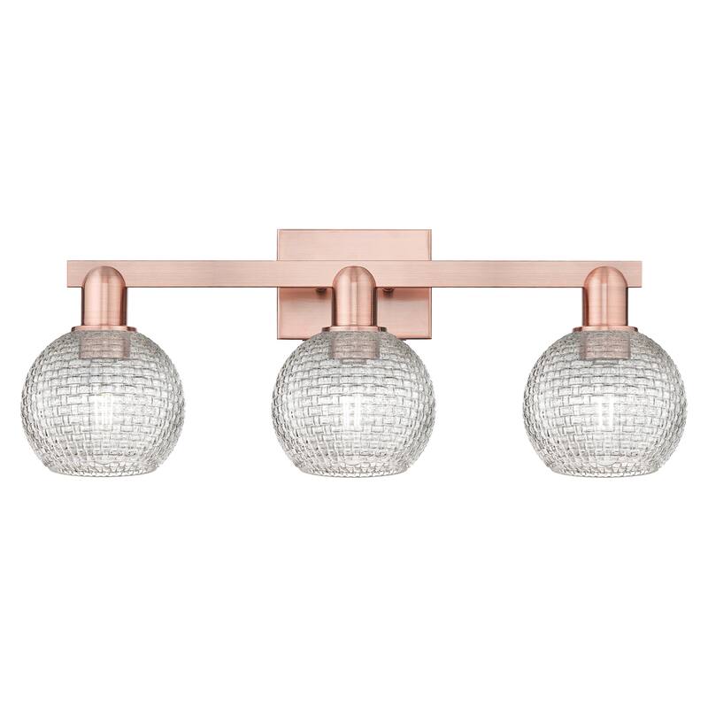 Innovations Lighting Endless Possibilities Arcadia - Athens - 3 Light 25" Basketweave Bath Vanity Light - Antique Copper