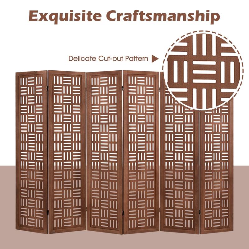 Gymax 6-Panel 5.5 FT Folding Partition Stand w/Double Action Metal