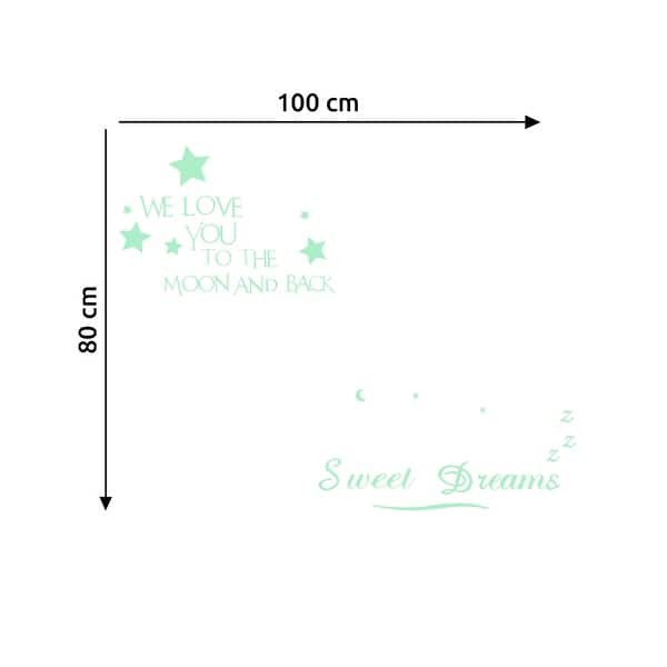 dimension image slide 0 of 2, Walplus Glow In The Dark Wall Stickers Letters Stars Sweet Dreams