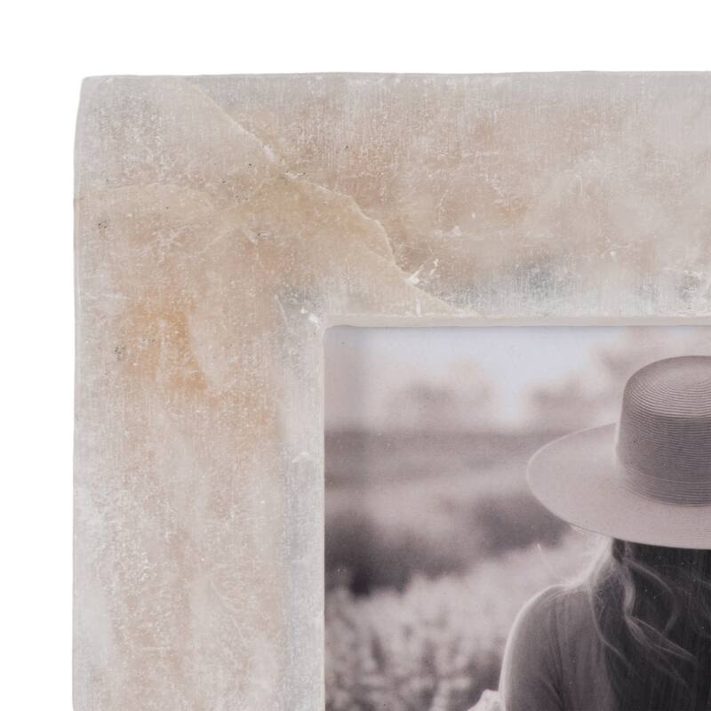 Sagebrook Home Alabaster Photo Frame, White, Rectangle