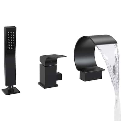 GRANDJOY Shower Faucet Set Deck Mount Bathtub Spout and Handheld Spray Combo High Pressure