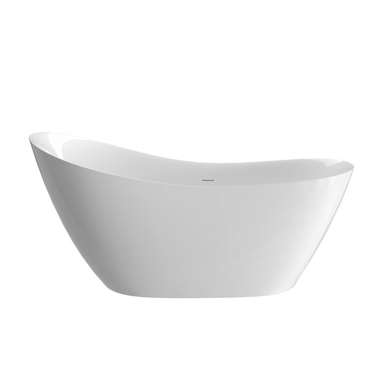 65 in. x 30 in. Acrylic Free Standing Soaking Bathtub with Center Drain in Glossy White