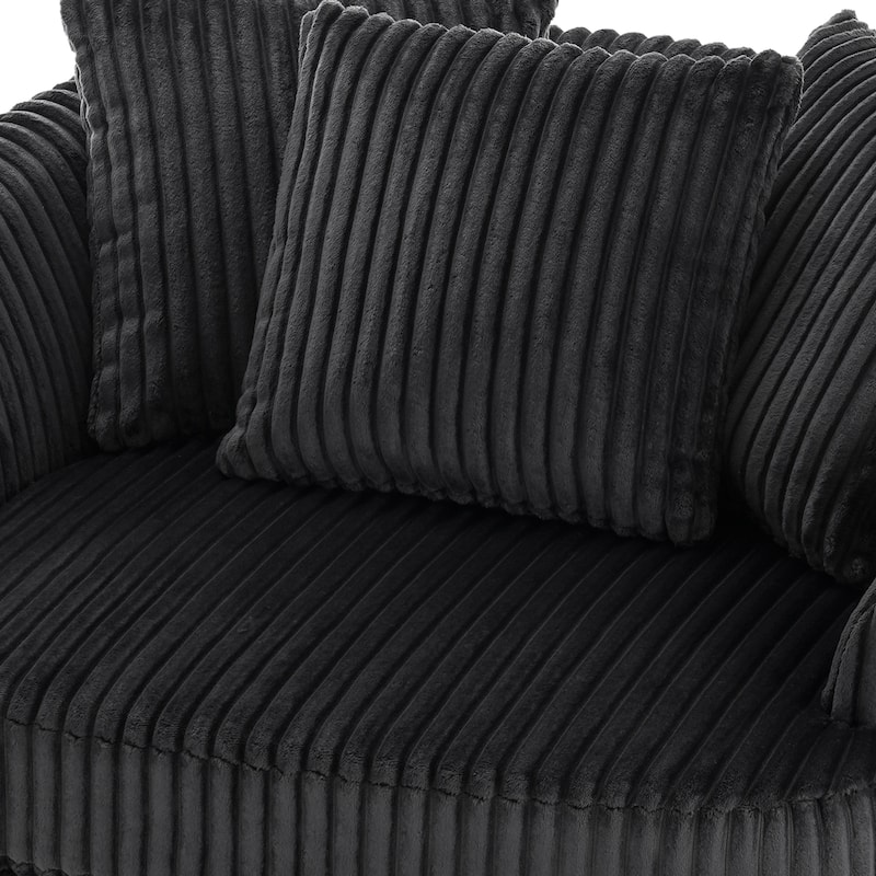 UIXE Oversize 43" Plush Corduroy Swivel Barrel Chair Comfy Accent Chair For Living Room