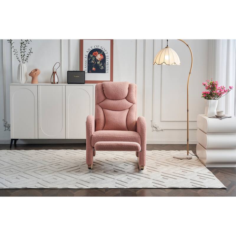 Fabric Upholstered Nursery Rocking Chair with Adjustable Footrest
