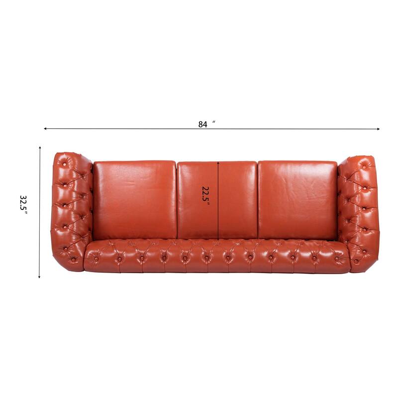 84.65" Rolled Arm Chesterfield 3 Seater Sofa
