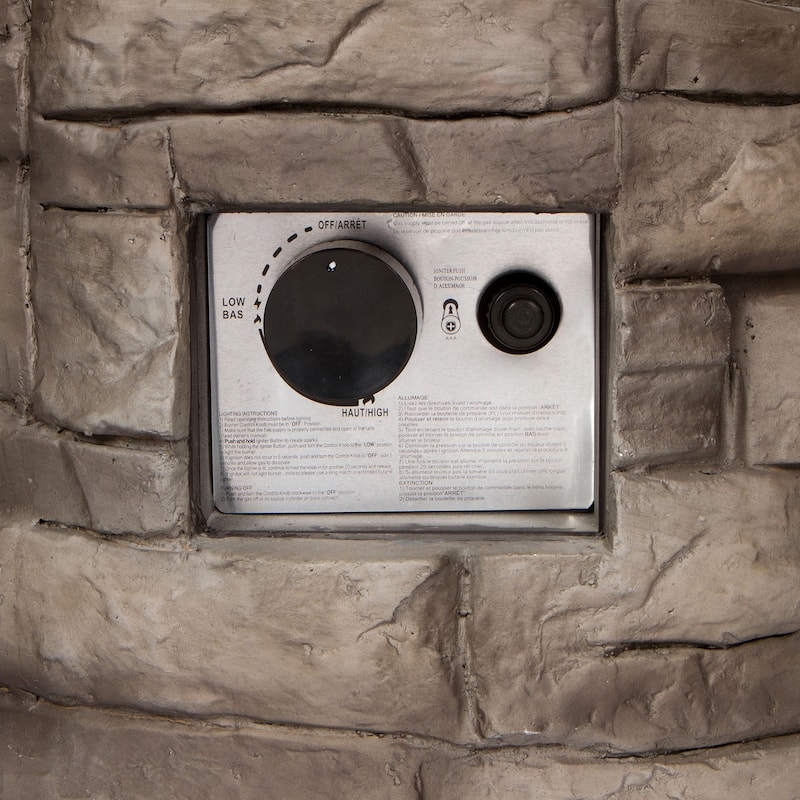 Fire & Flare 34" 5000 BTU Outdoor Propane Fire Pit Column W/ Glass Guard, Lava Rocks & Cover