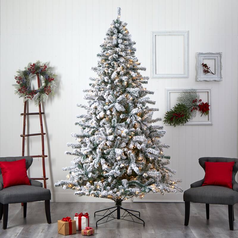 9' Flocked Rock Springs Spruce Christmas Tree with Lights - 72