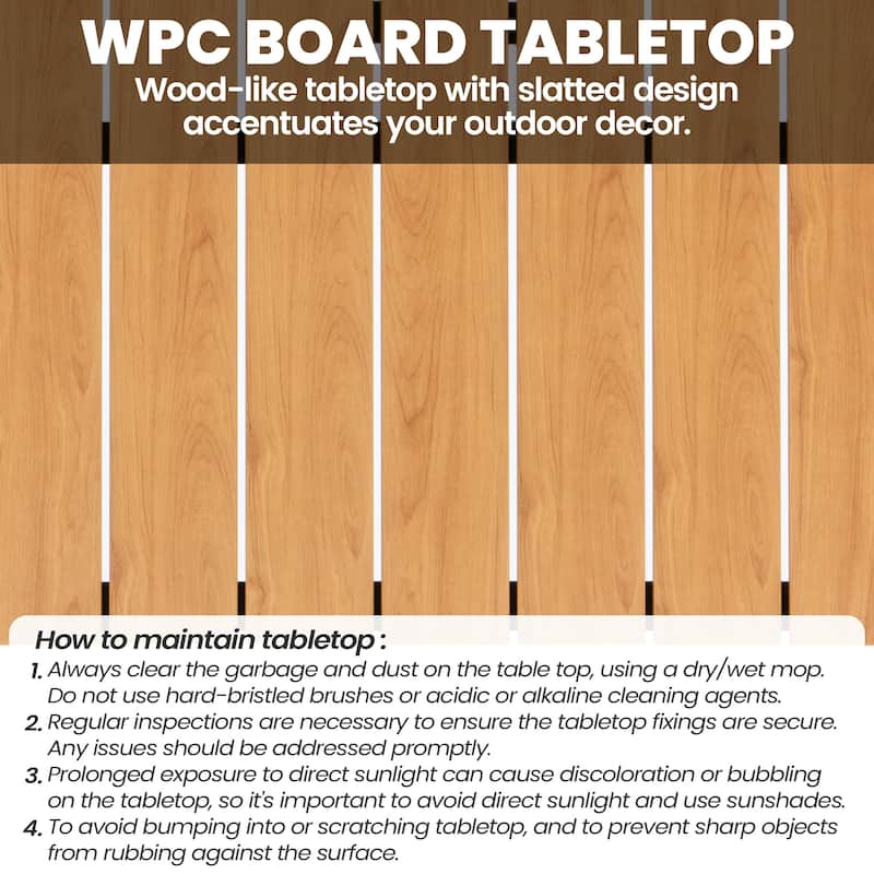 Outdoor Patio Aluminum Dining Rectangular Table with Umbrella Hole