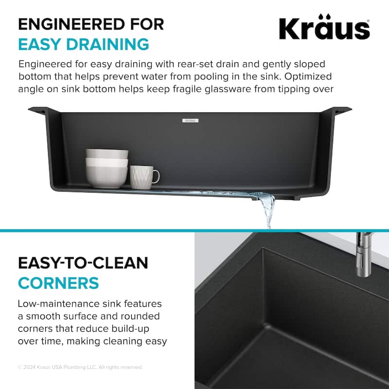 KRAUS Forteza Granite 33 inch Undermount Drop-in Kitchen Sink