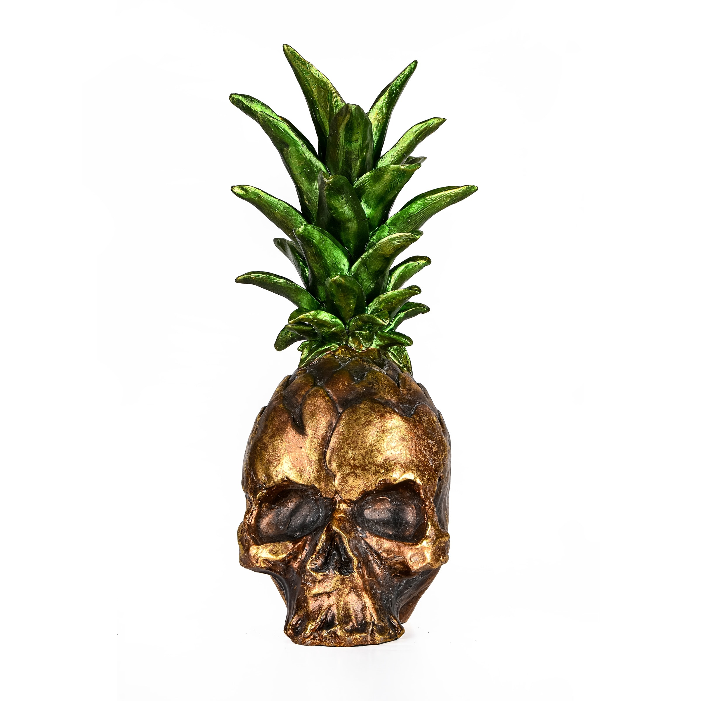 National Tree Company Halloween Tabletop Decoration, Gold, Pineapple Skull, 14 Inches - 14 in