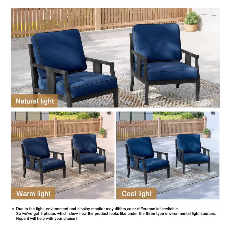 2 Set Outdoor Patio Club Chair with Cushion Patio Arm Lounge Chair