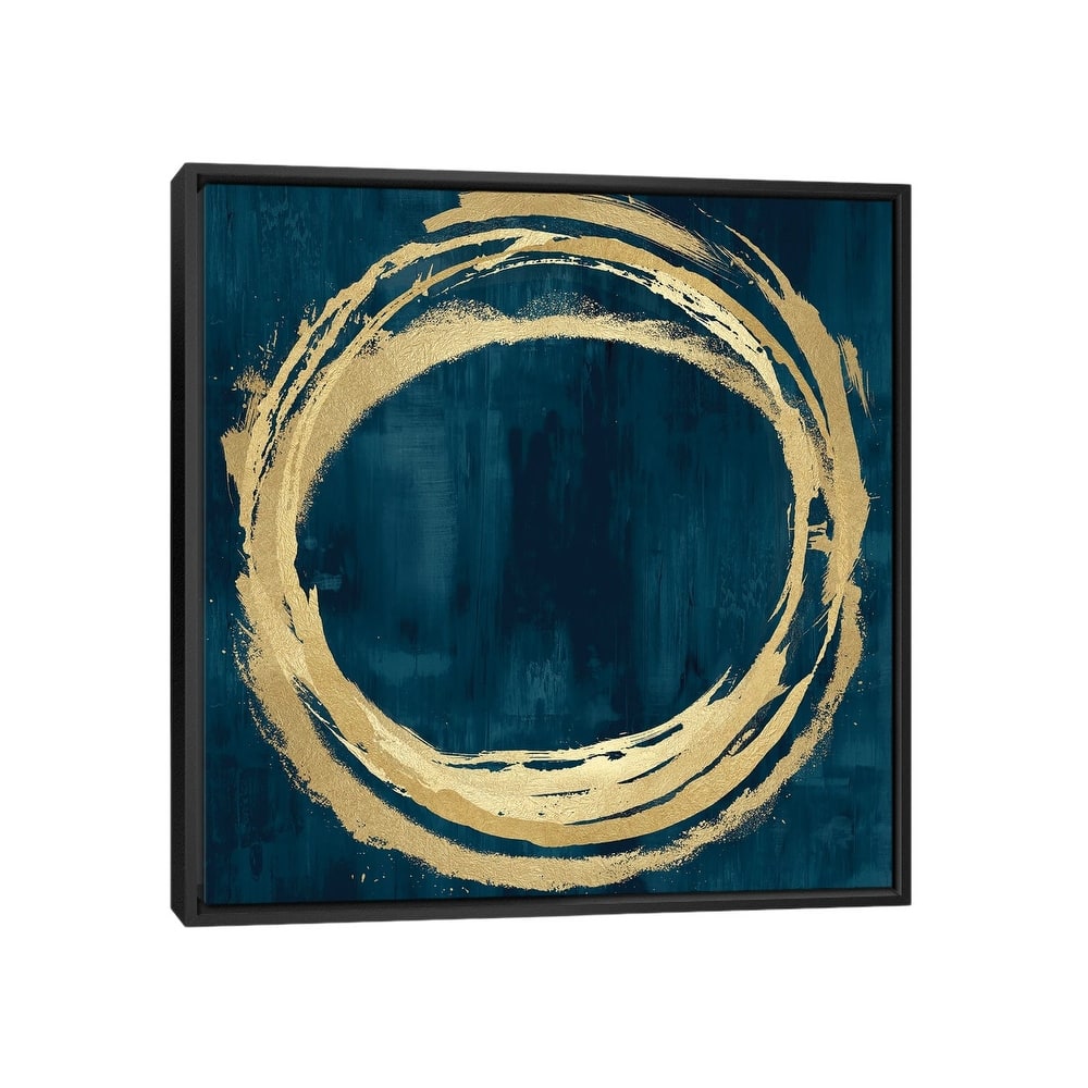 iCanvas "Circle Gold On Teal II" by Natalie Harris Framed Canvas Print