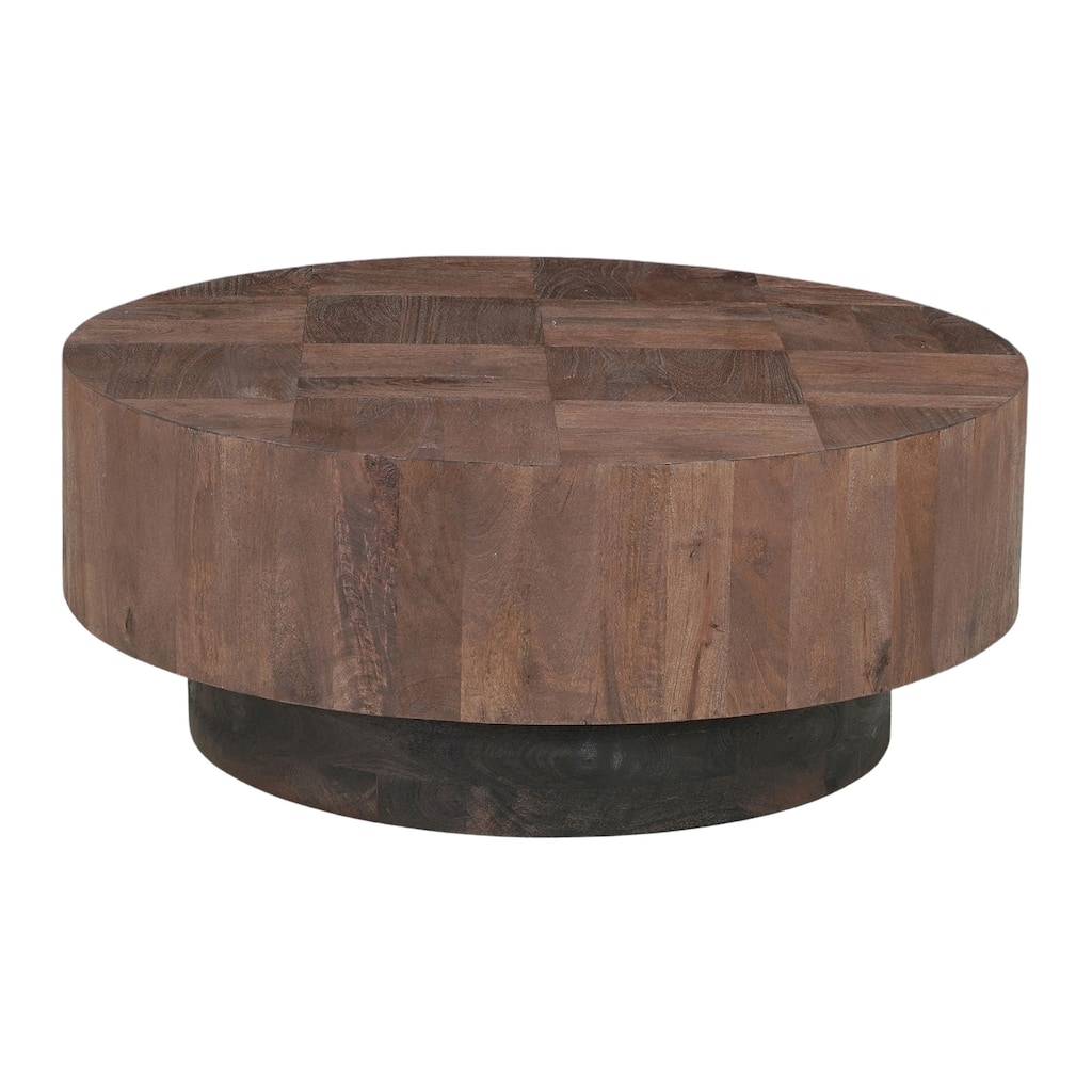 Caden Round Solid Wood Coffee Table with Geometric Top