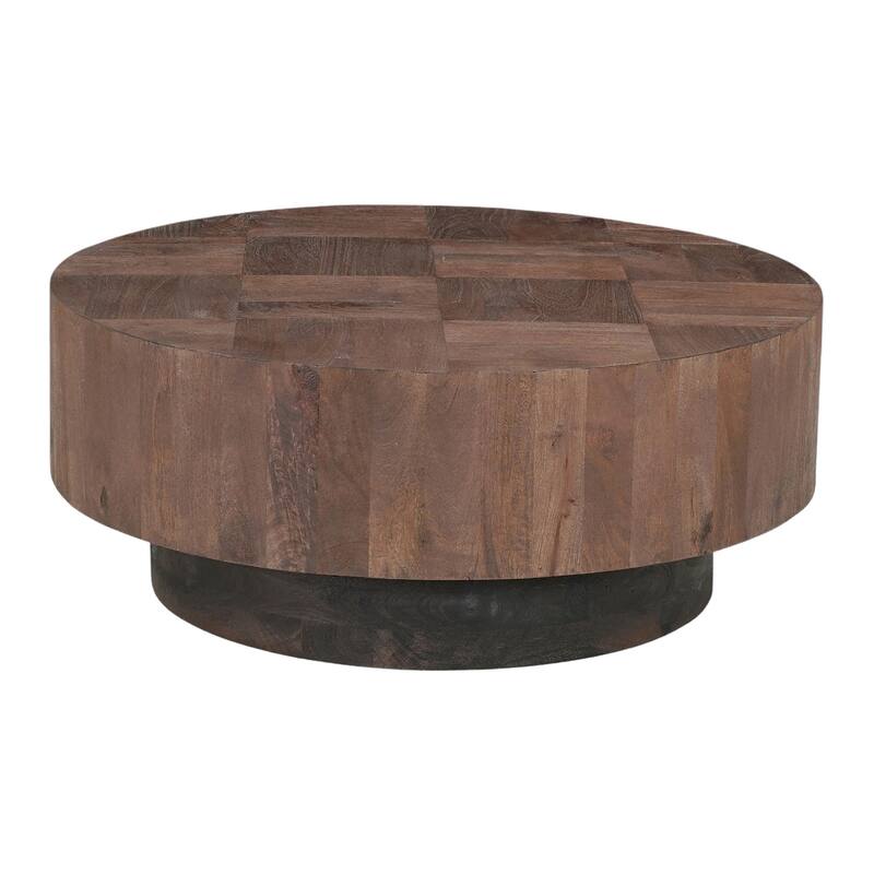 Caden Solid Mango Wood 2-Piece Round Coffee Table Set