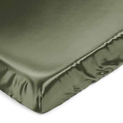Sweet Jojo Designs Dark Green Boy Girl Gender Neutral Satin Fitted Crib Sheet Solid Color Hunter Forest Olive for Woodland Camo