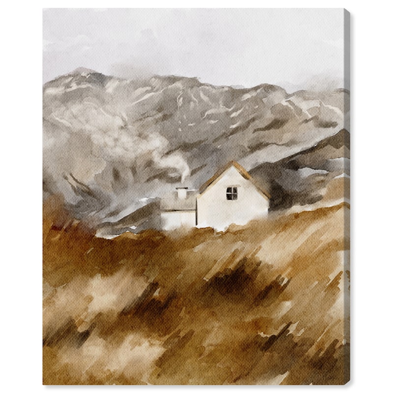 Art Remedy House In The Mountains Gallery Wrapped Landscape 1 Piece Canvas Wall Art Watercolor Style - 16 x 20