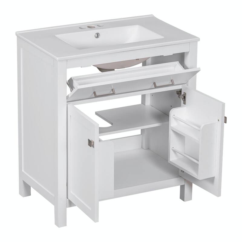 30-inch Modern Bathroom Vanity with Ceramic Sink and Versatile Storage