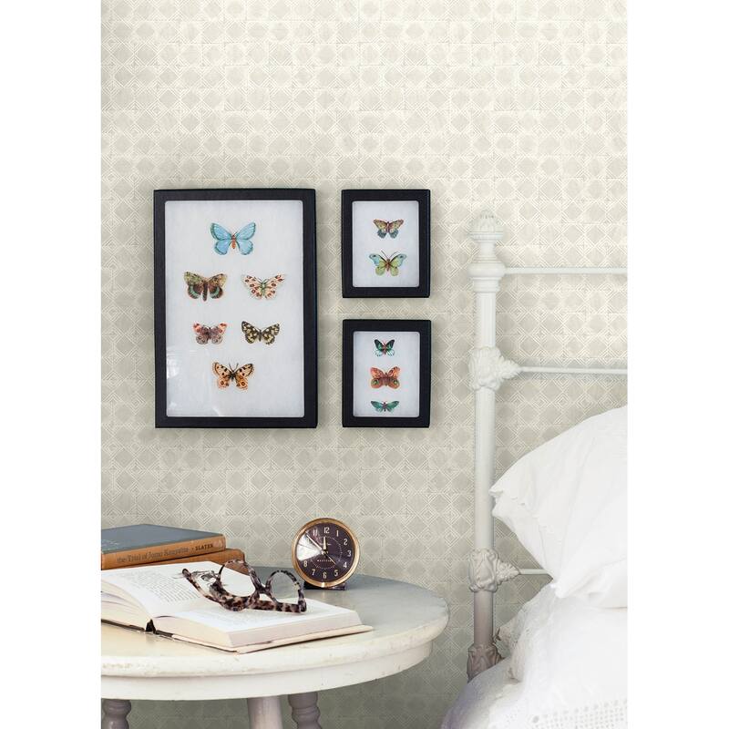 Chesapeake Button Block Light Grey Geometric Wallpaper