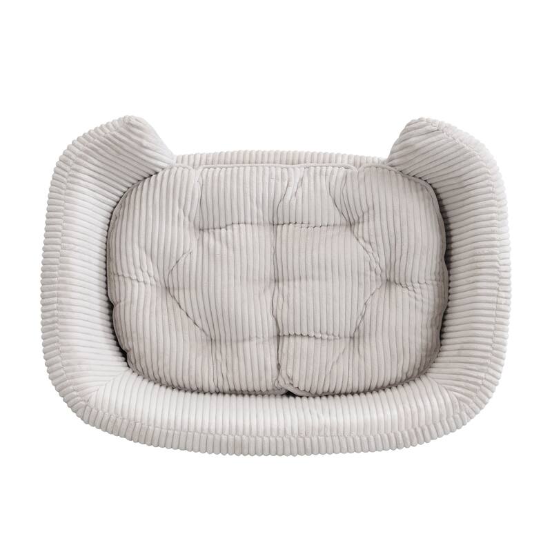 Roomfitters Modern Dog Sofa Bed, Corduroy Pet Couch with Supportive Foam and Wooden Legs, Elevated Design