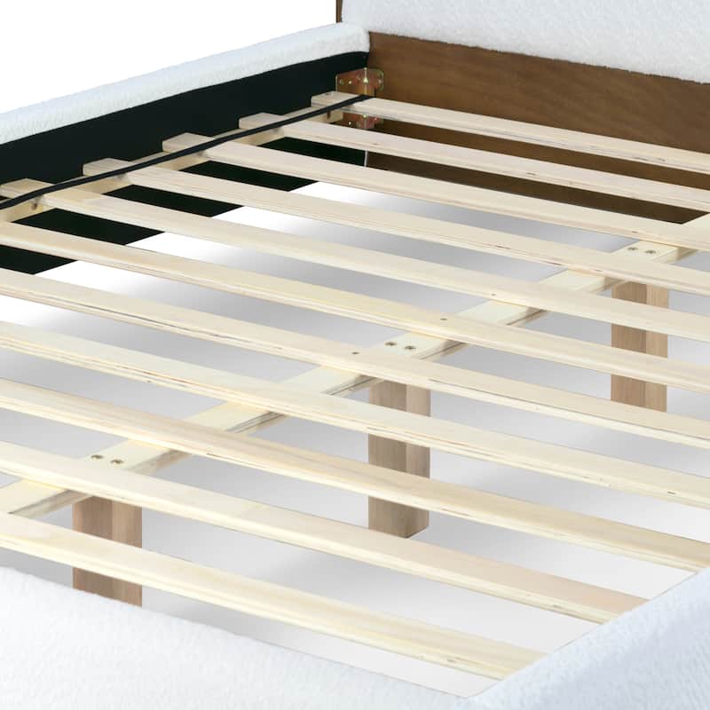 Brenda Fabric Upholstered Queen Bed with Wood Trim Accent