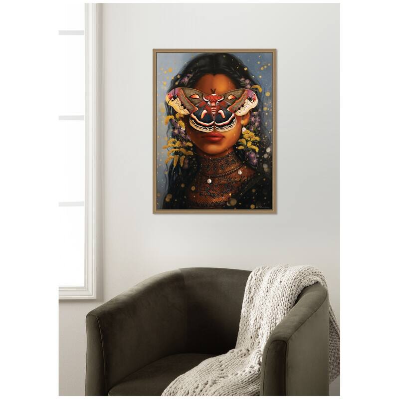 Kate and Laurel Asters and Goldenrod by Charlotte Brindley Framed Canvas Wall Art Print