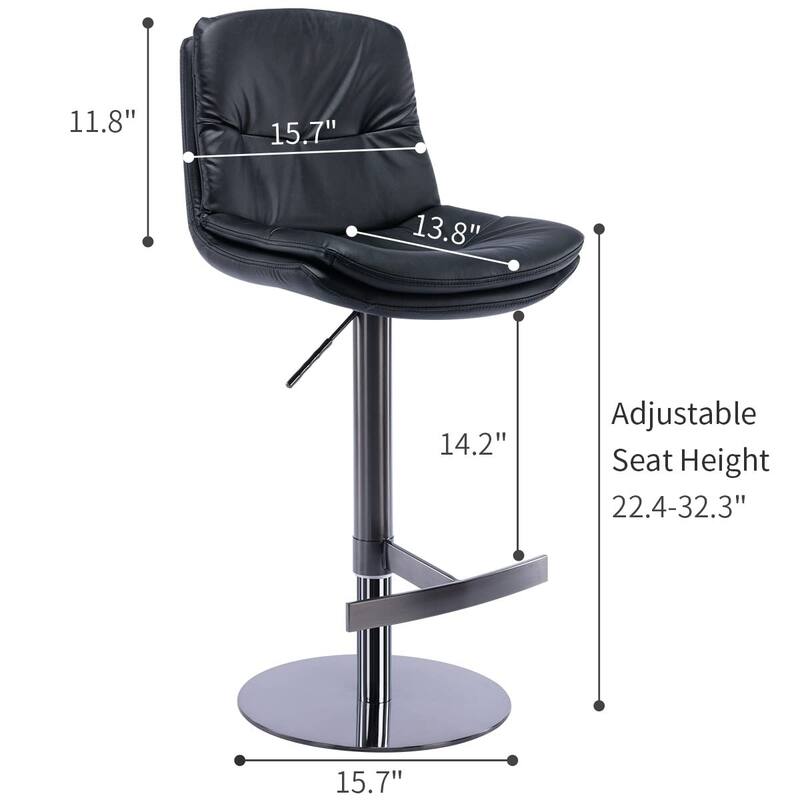 Swivel Bar Stools Set of 2, Faux Leather Upholstered Bar Chairs with Footrest, Kitchen Island Chairs with Stainless Steel Base