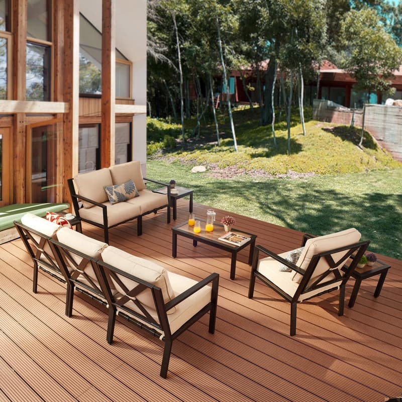 Patio Festival X-Back 10-Piece Outdoor Conversation Set - Beige