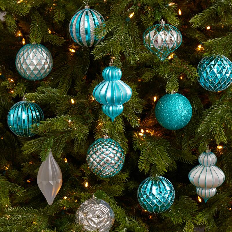 Holiday Lux Shatterproof, 12 Count Christmas Tree Ornament Set, 100mm