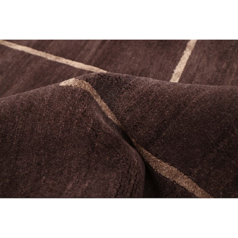 ECARPETGALLERY Hand-knotted Opulence Dark Brown Silk, Wool Rug - 8'1 x 10'1