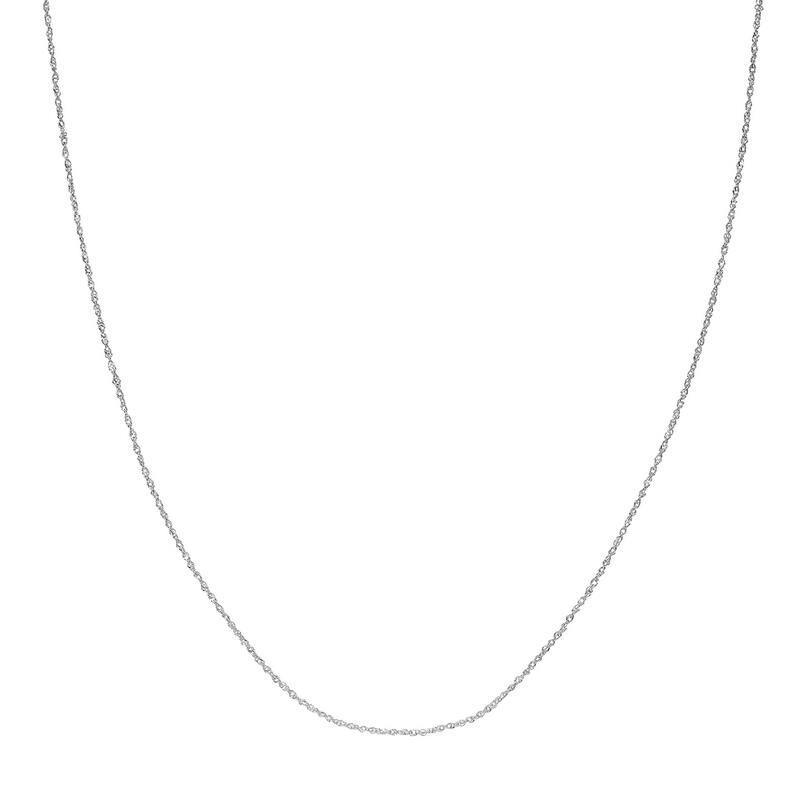 Curata 14k White Gold 0.85mm Diamond Singapore Chain Necklace (Lobster)