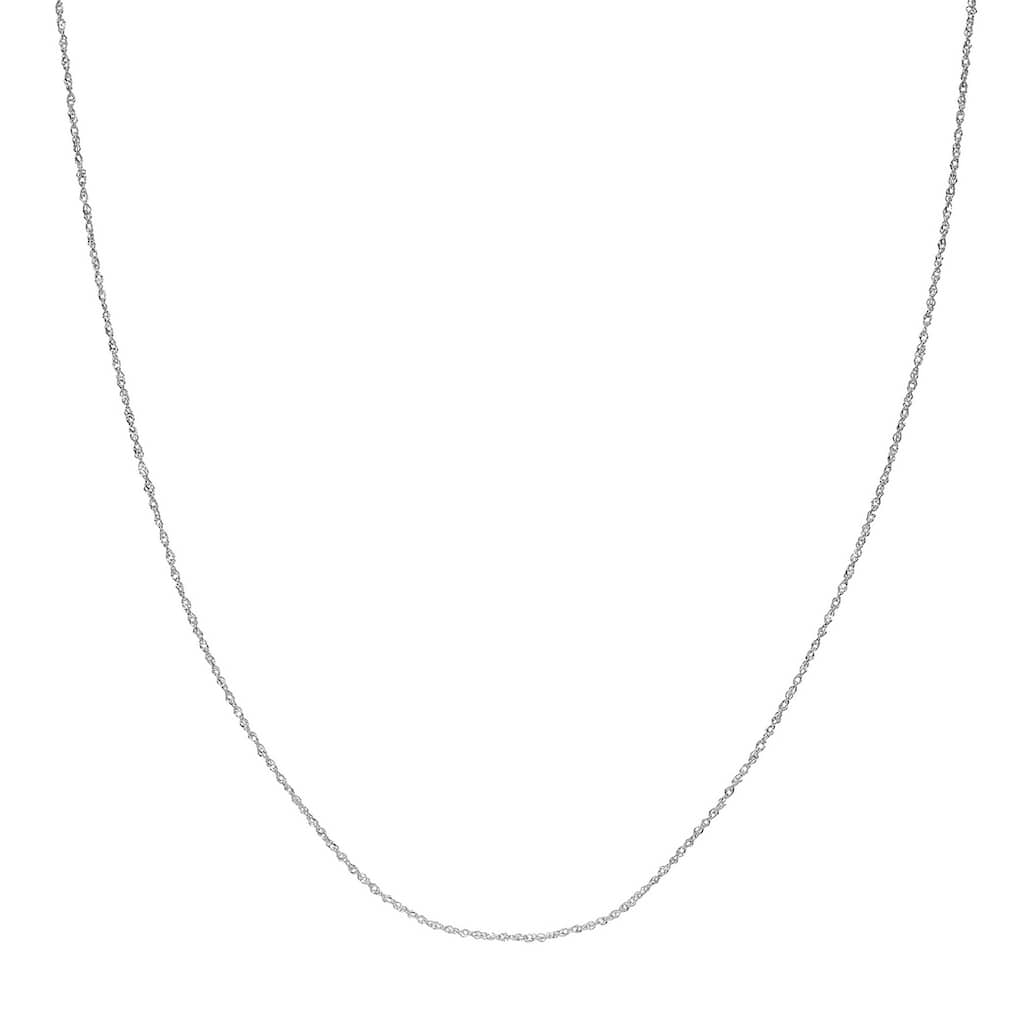 Curata 14k White Gold 0.85mm Diamond Singapore Chain Necklace (Lobster)