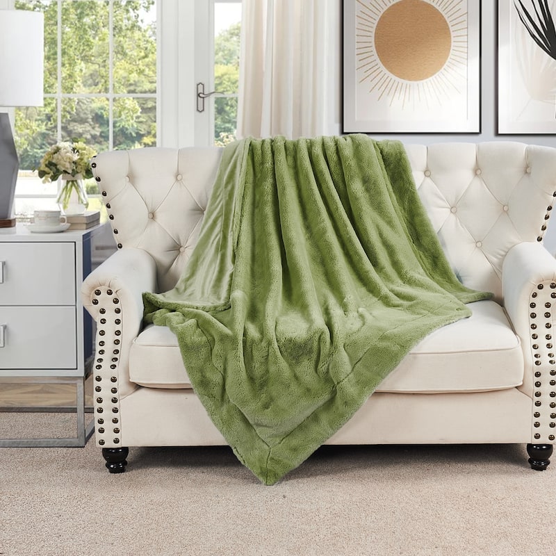 Home Soft Things FoxFauxFur Throw 50"x60"/60"x80" - 60"x80" - Green Moss