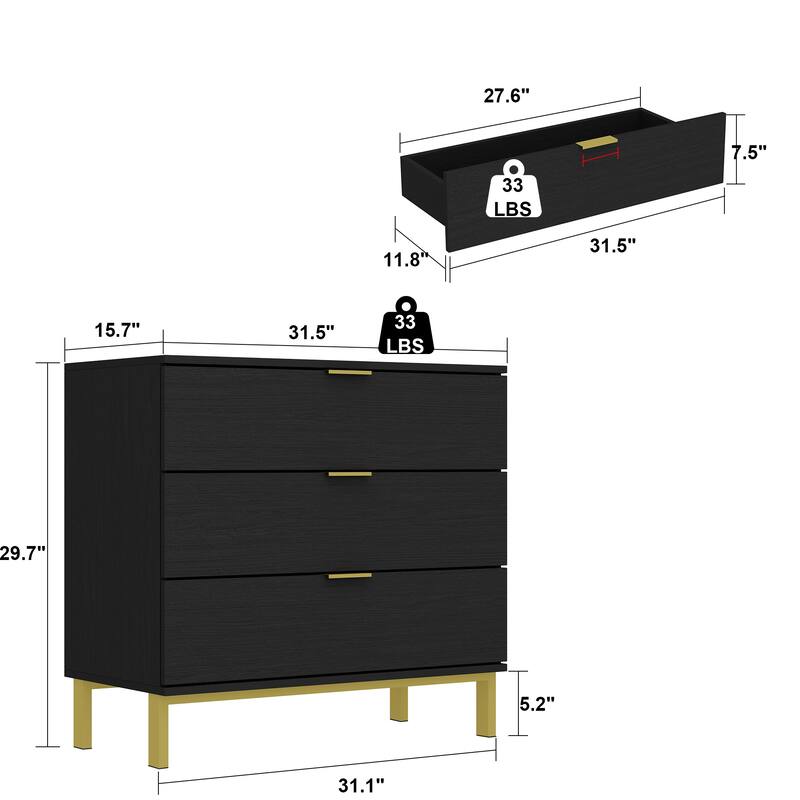 3-Drawer Dresser for Displaying & storage
