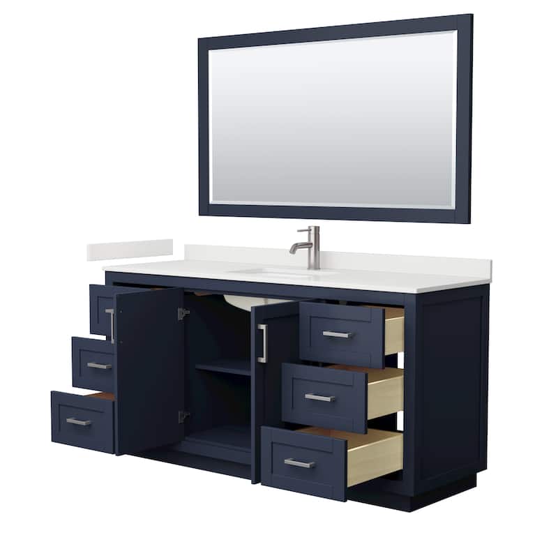 Miranda 66-inch Single Vanity, Quartz Top, 58-inch Mirror