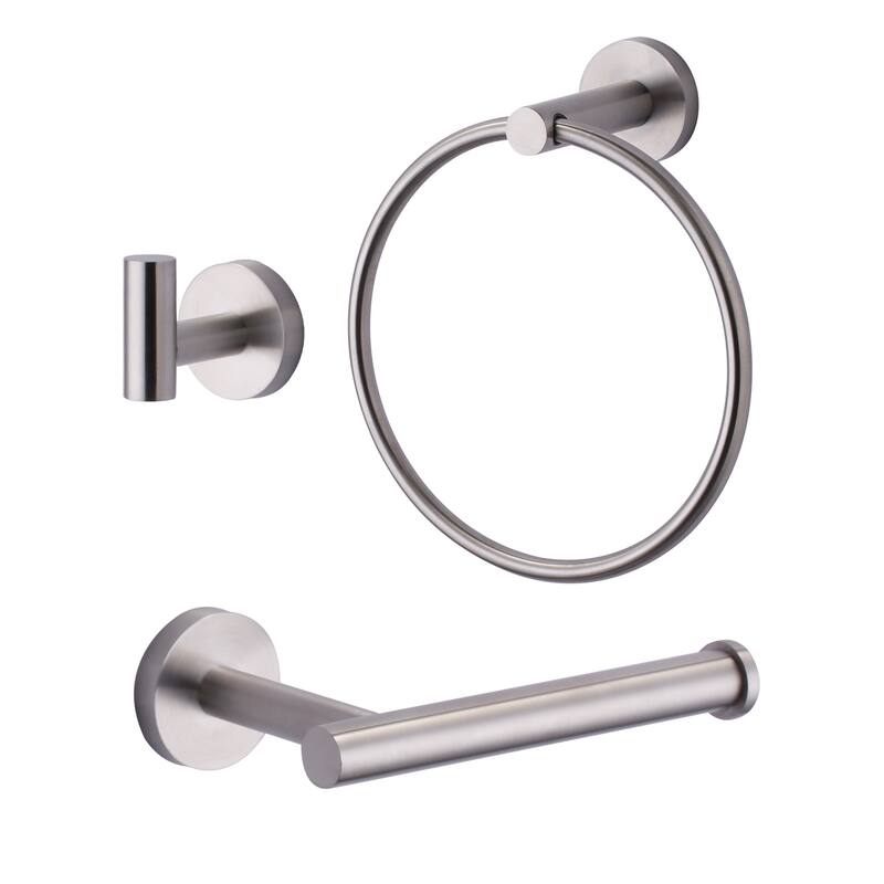WOWOW 3-Piece Bath Hardware Set with Mounting Hardware - Brushed Nickel