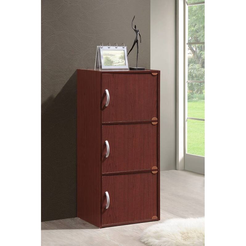 Hodedah 3-Shelf, 3-Door Bookcase