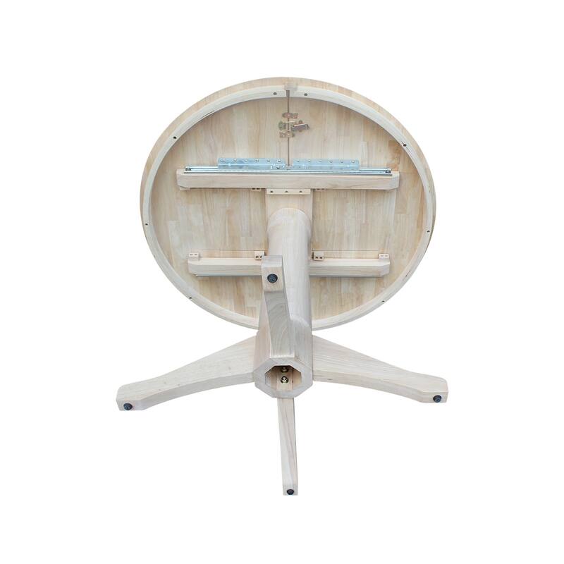 36" Round Pedestal Table With 12" Leaf - Unfinished