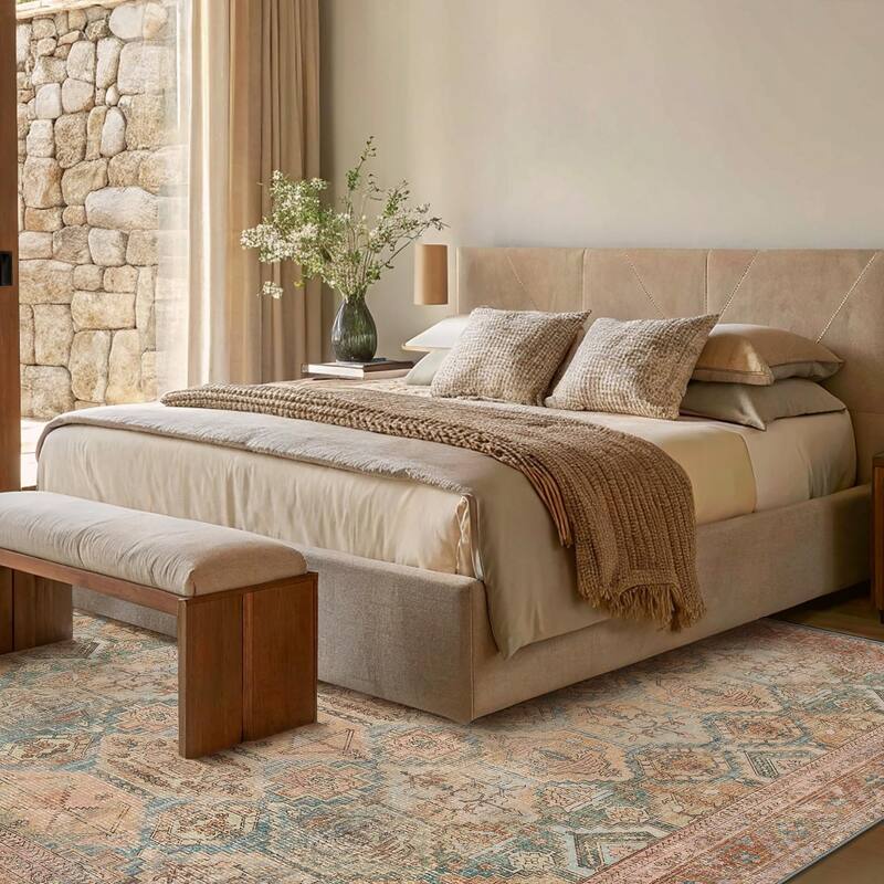 Area Rug - Low Pile, Non-Slip, Pet & Kid-Friendly, Stain-Resistant, High Traffic