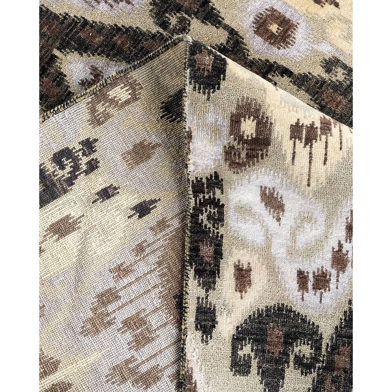 Ikat One-of-a-Kind Hand-Knotted Area Rug - Black, 9' 2" x 12' 3" - 9' 2" x 12' 3"